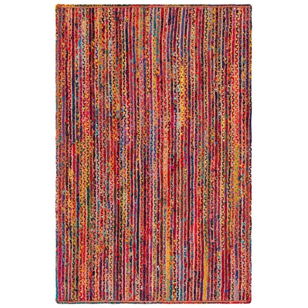 Safavieh 5 x 8 ft. Braided Natural & Multi Color Handmade Rectangle Area Rug BRD262B-5 - main